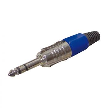 Klinkenstecker 6,3 mm Stereo, Farbe blau, Lötanschluss