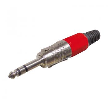 Klinkenstecker 6,3 mm Stereo, Farbe Rot, Lötanschluss