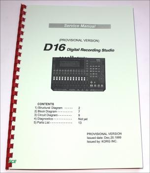 Korg D-16 /Digital-Recording Studio / technische Unterlage