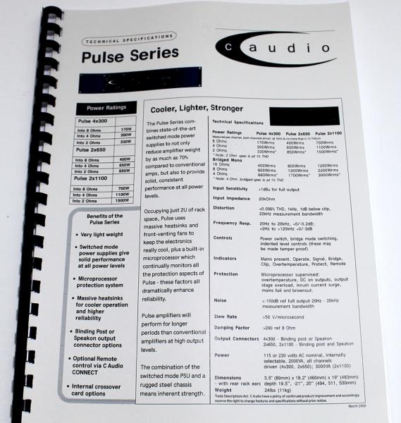 Pulse PA-Verstärker Serie / technische Unterlage