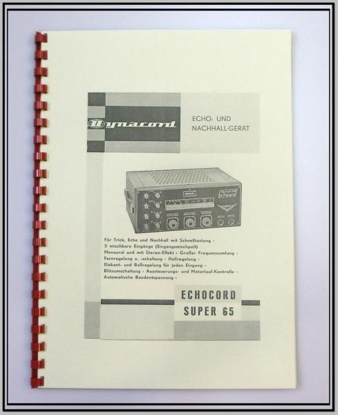 Technische Unterlage für das Dynacord Typ Echocord Super 65